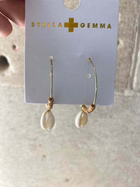 S+G Hoop Coffee Disc Shel Earrings Stella + Gemma