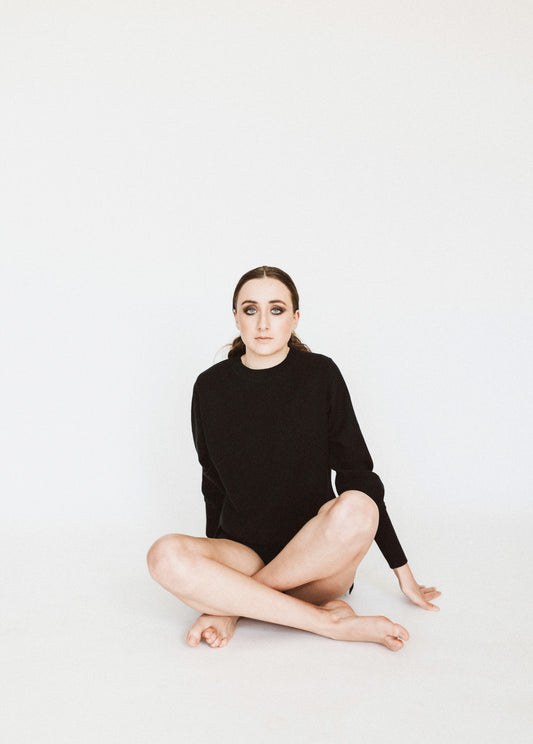 Audrey Merino Cotton Women's Knit Jumper - Black