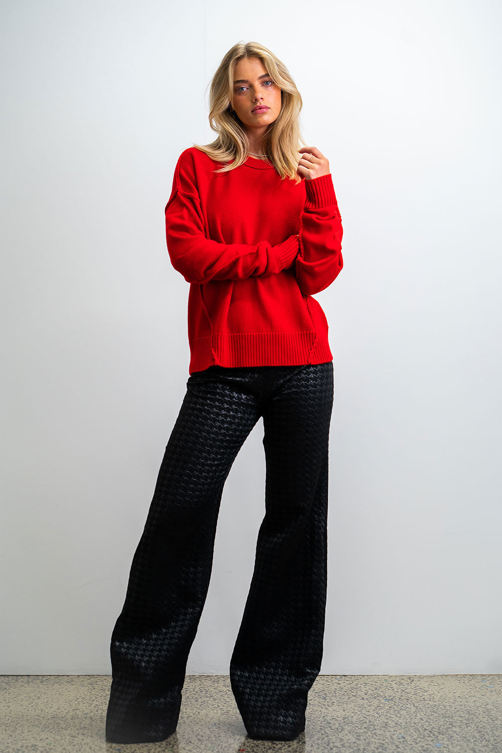 Margie Merino Wool Women's Knit Jumper - Red