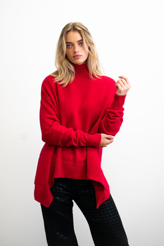 Ivy Cotton Cashmere Women's Knit Jumper - Red