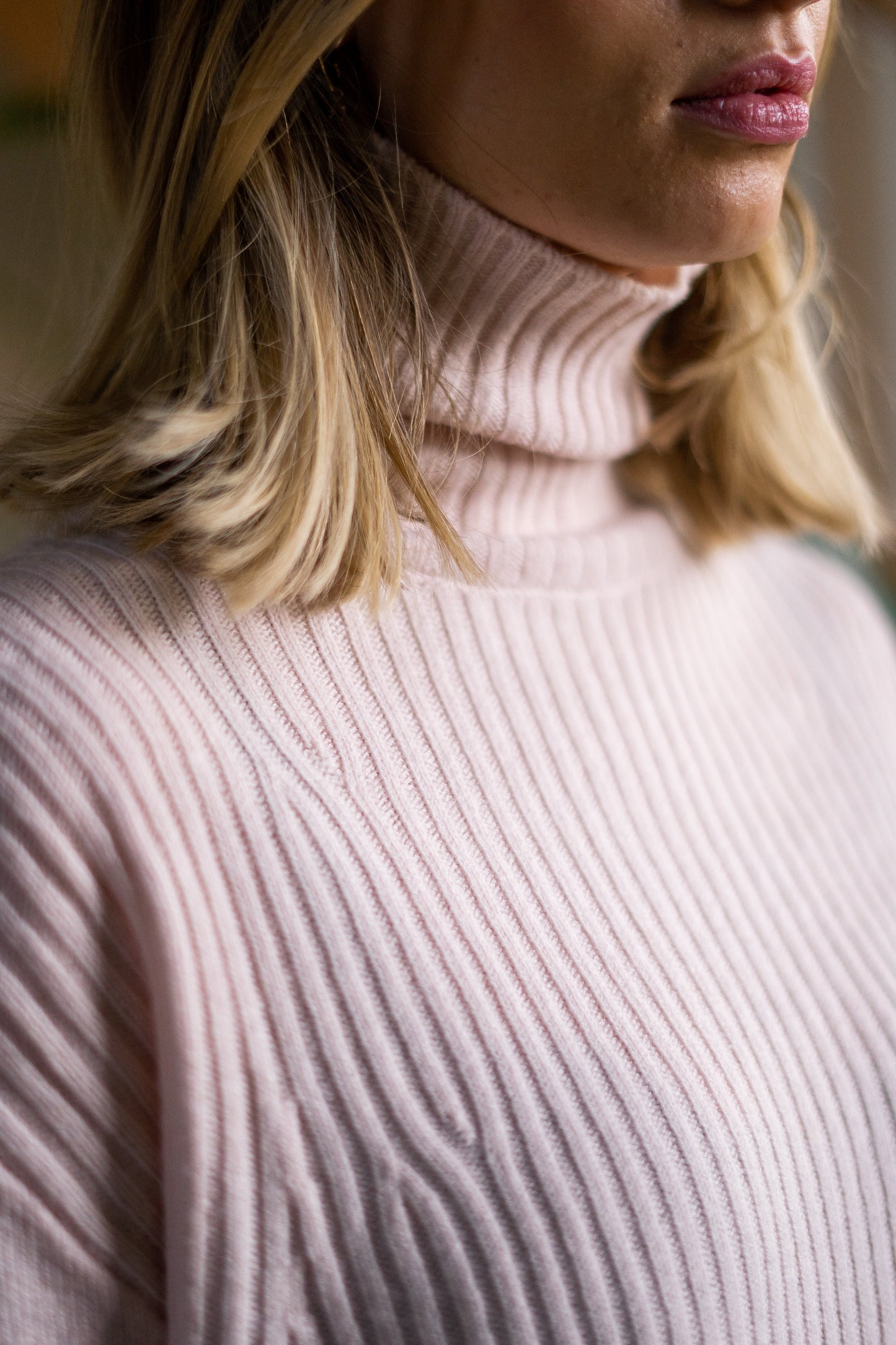 Evelyn Merino Wool Women's Knit Jumper - Pale Pink