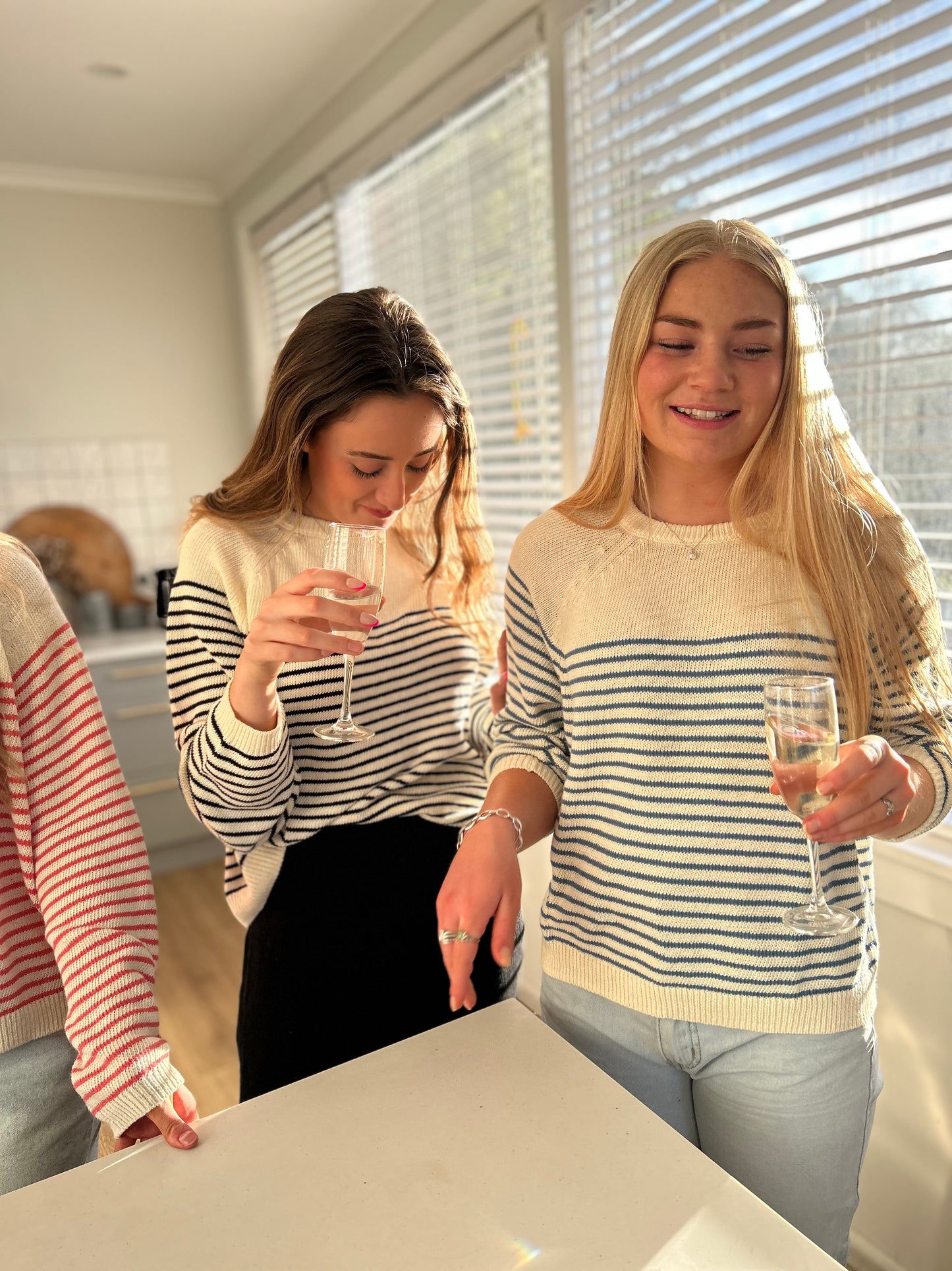 Margaret Organic Cotton jumper in cream/black stripe